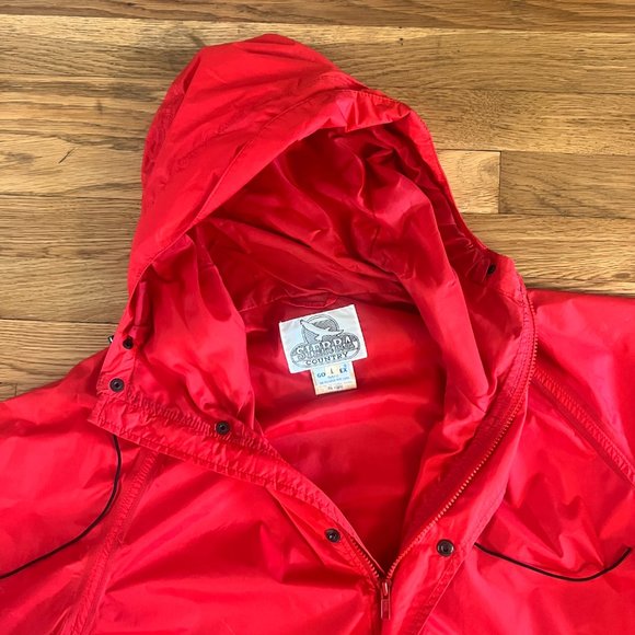 Vintage 80s Gore-Tex Sierra Country Red Nylon Hooded Windbreaker Jacket - Large - Picture 4 of 7